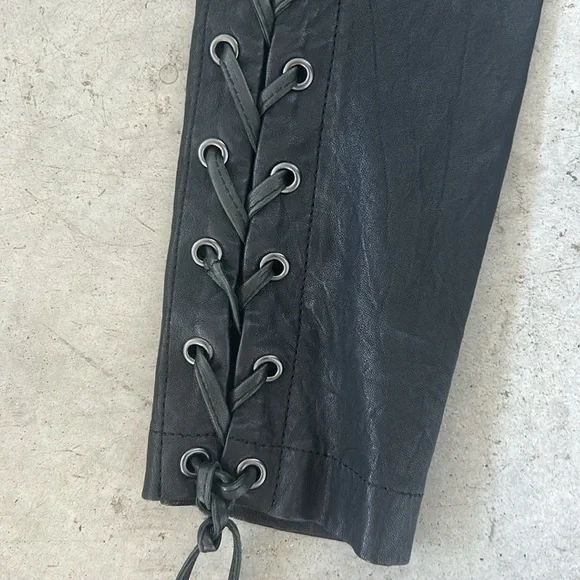 A.L.C. ‘Dent’ Black Lace-Up Leather Pants Size 2 - Picture 8 of 14